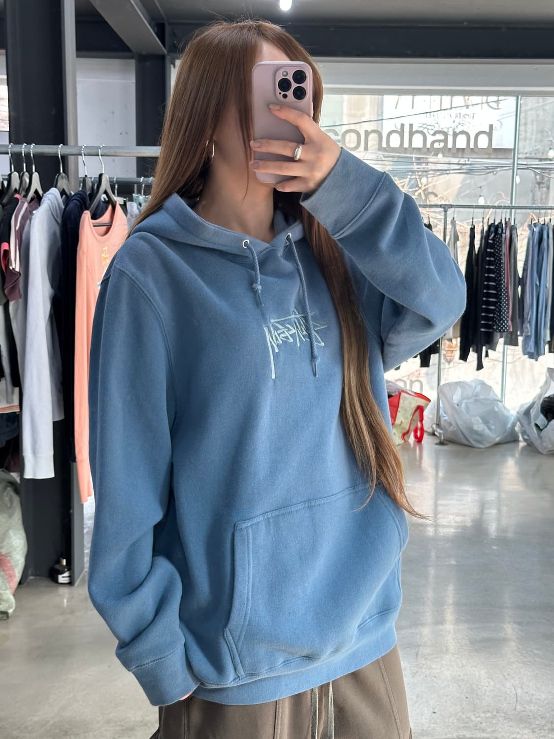 스투시 스탁 자수 로고 후드티 상품이미지2