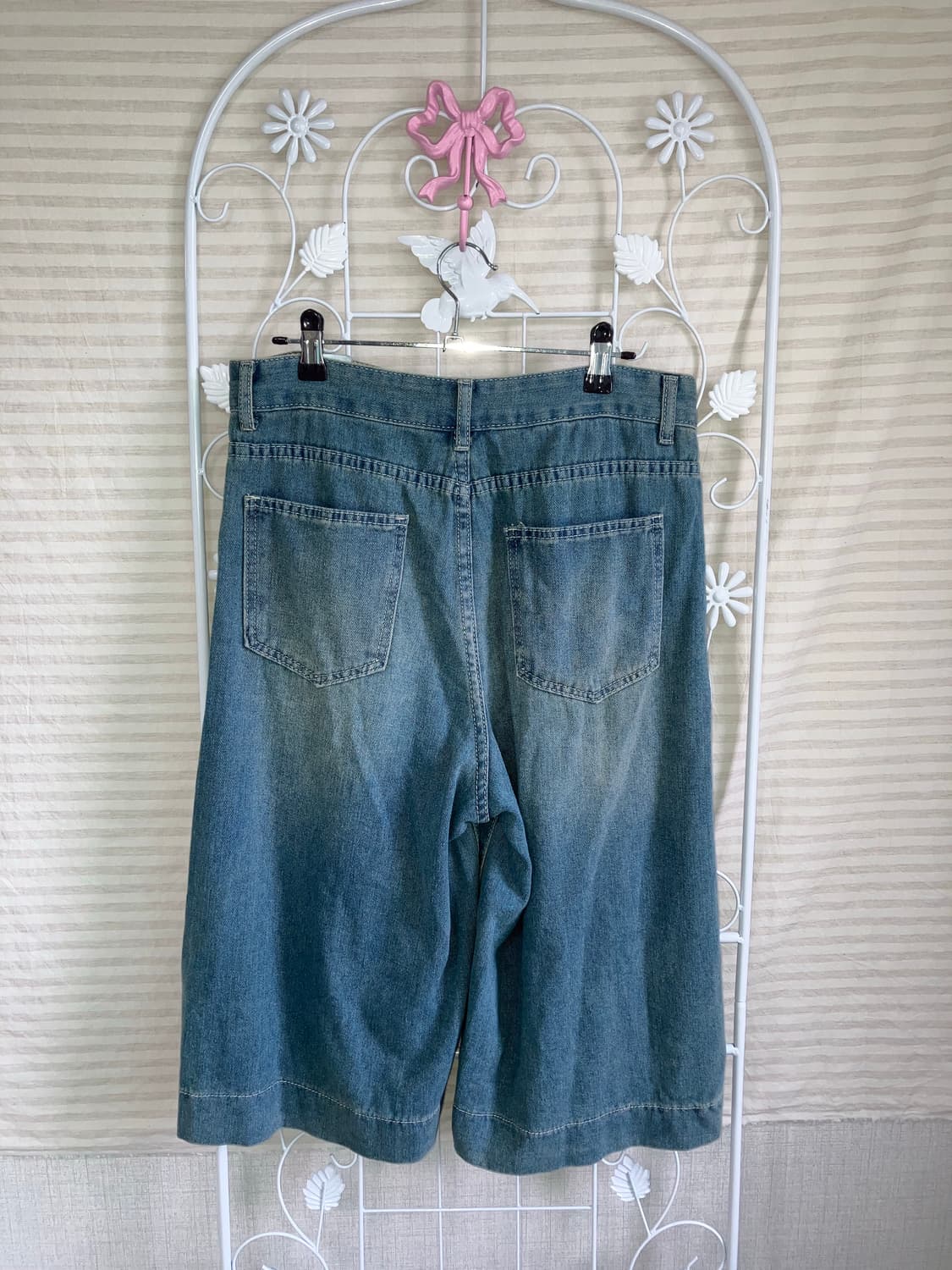 빈티지 중청 워싱 버뮤다 데님 팬츠 y2k 스트릿 갸루 펑키472  상품이미지2