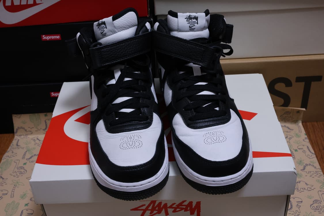 나이키 x 스투시 에어포스 1 '07 미드 SP 블랙 앤 라이트 본 상품이미지3