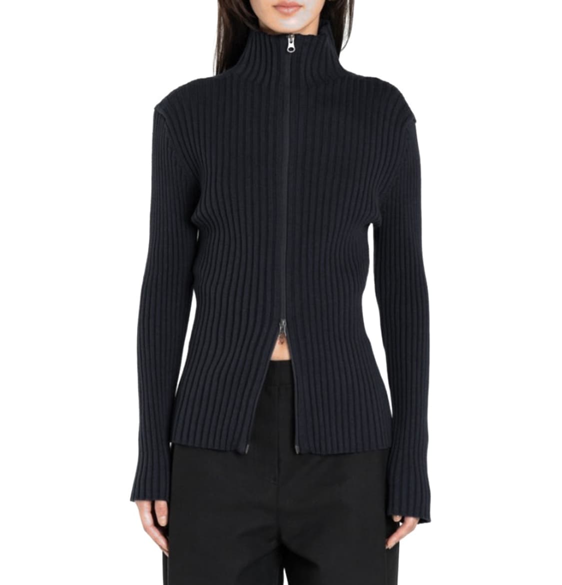 아모멘토 RIBBED HIGH NECK CARDIGAN 상품이미지1