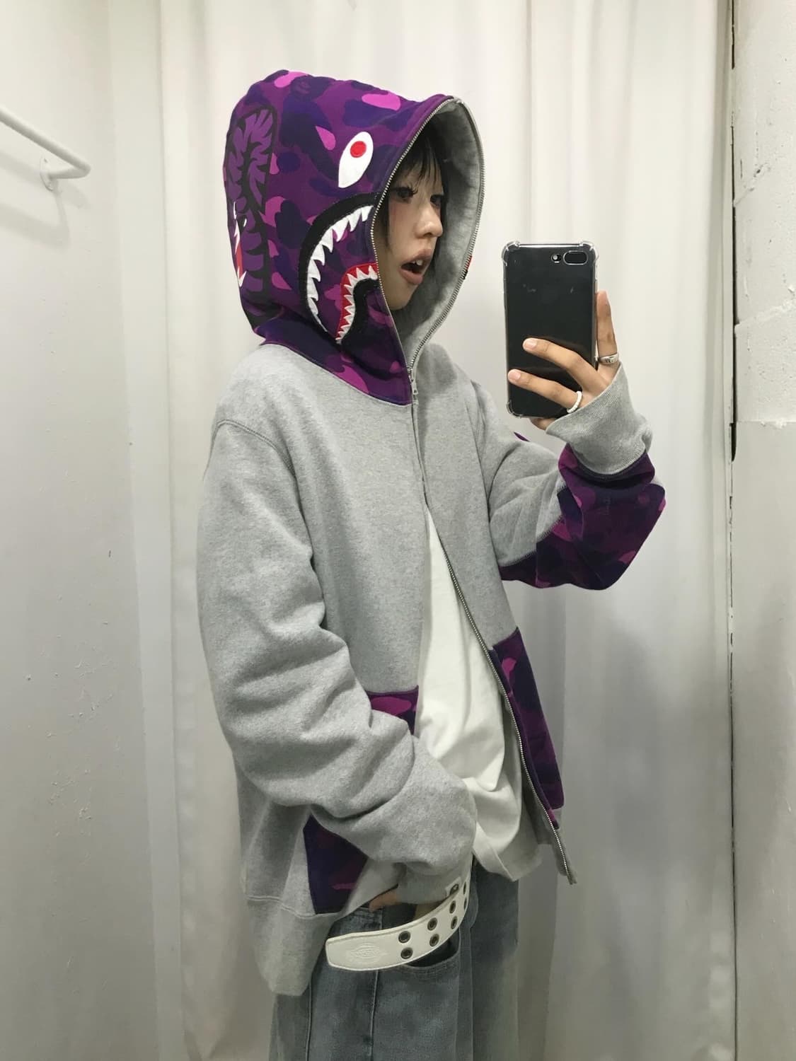 Bape Purple Camouflage Two-Way Hood Zi 상품이미지7