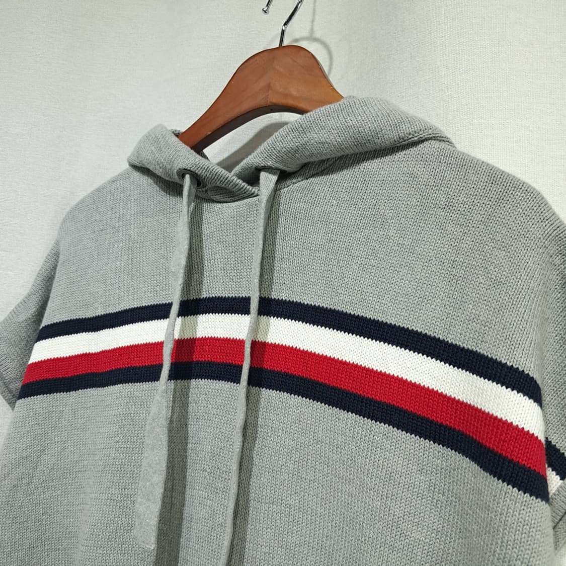 CL128 L 타미힐피거 후드 반소매 코튼 혼방 니트 원피스 상품이미지3