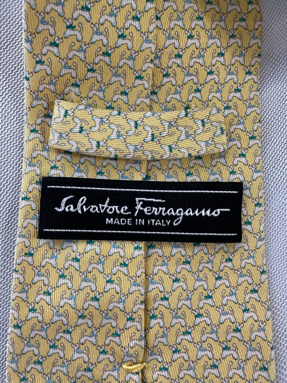 페라가모 옐로우 패턴 실크 넥타이 상품이미지5