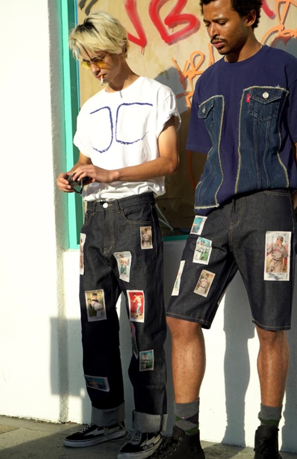 EASYBUSY Baseballcard Patchwork Jeans XL 상품이미지4