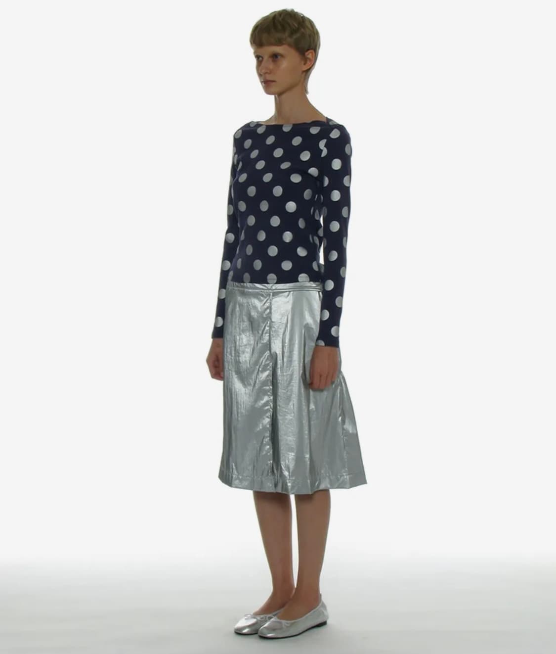 파르티멘토 우먼 도트 올 오버 프린티드 롱슬리브 티_퍼플 상품이미지1