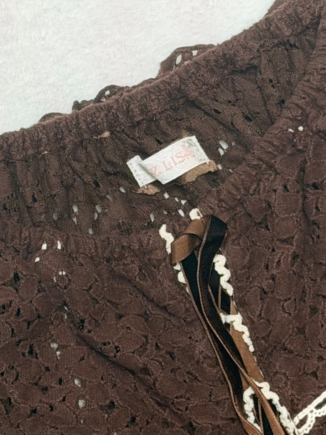 리즈리사 초코 브라운 리본 오프숄더 블라우스 로걀탑 라떼 히메 카지 갸루 상품이미지2