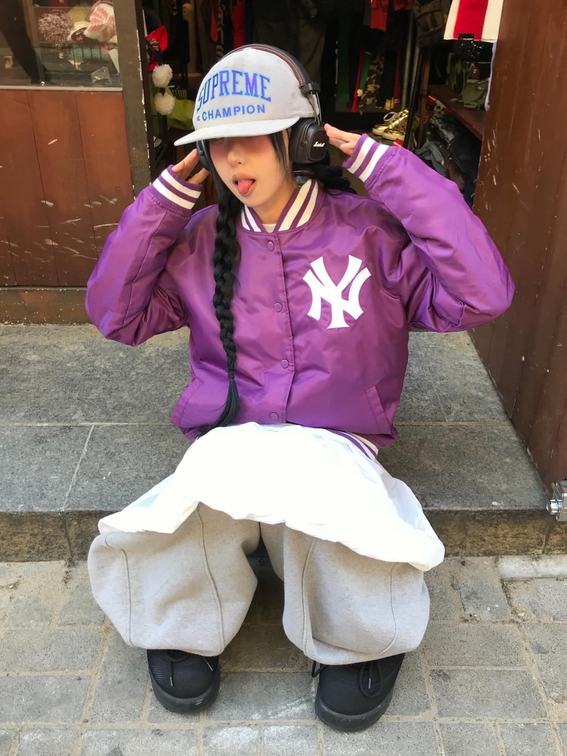 Majestic New York Yankees Satin Varsity  상품이미지2