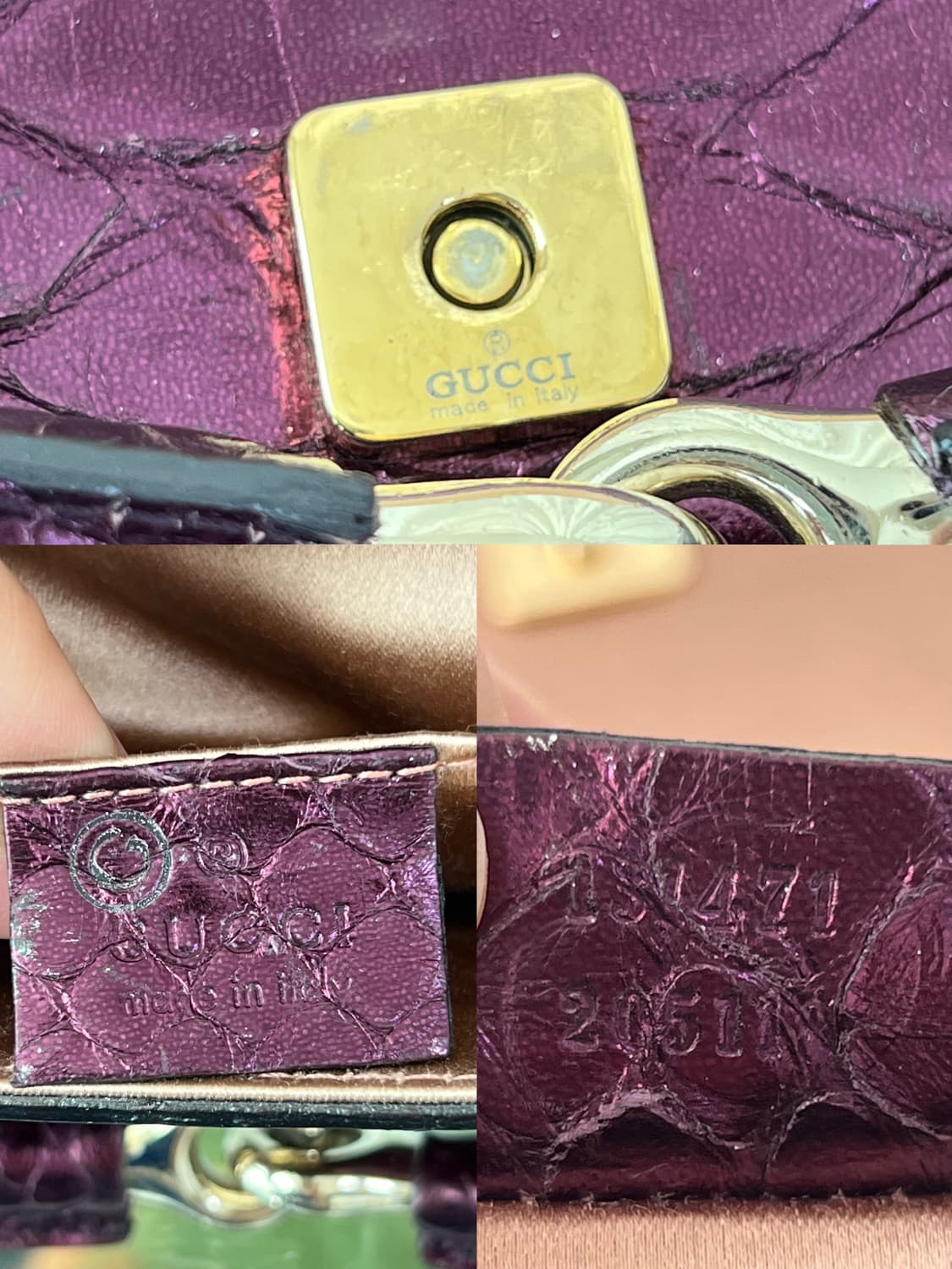 Rare  구찌 홀스빗 1955 메탈릭 리자드 숄더백 상품이미지10