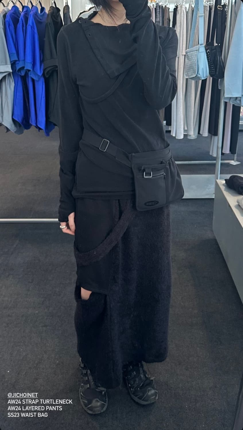 jichoi 지초이 레이어드 니트 롱 스커트 블랙 상품이미지2