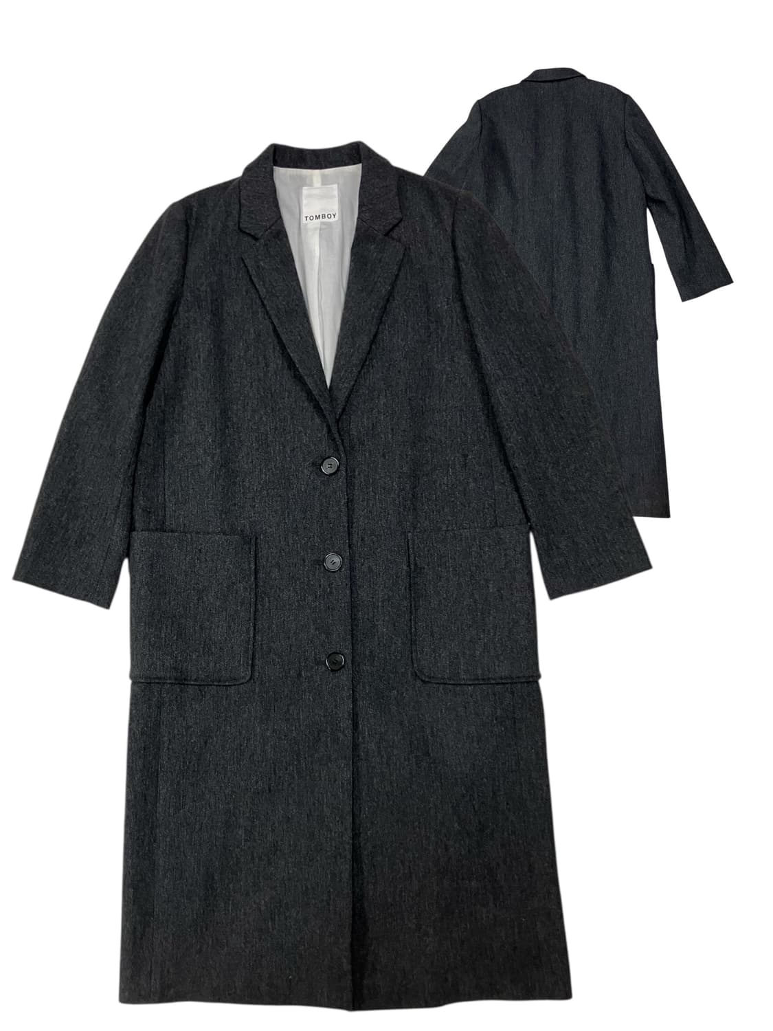 톰보이 차콜 그레이 롱 코트 F 상품이미지1