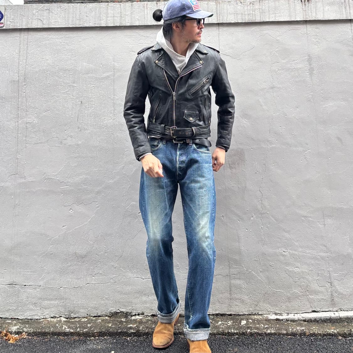 올드 레더 더블 라이더 자켓 상품이미지6