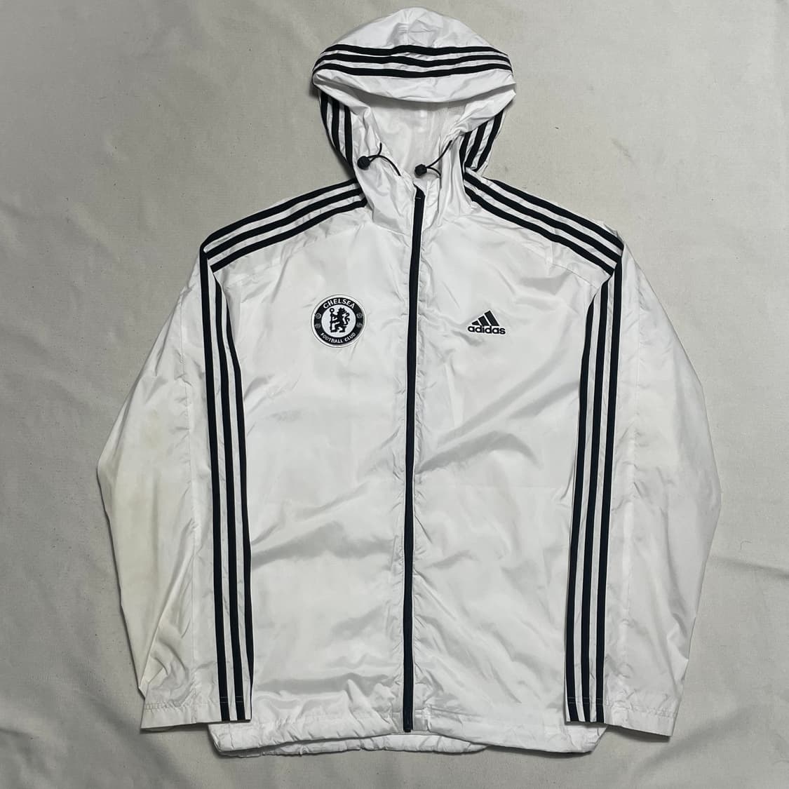 M 아디다스 첼시 블랙라인 화이트 후드 바람막이 상품이미지2
