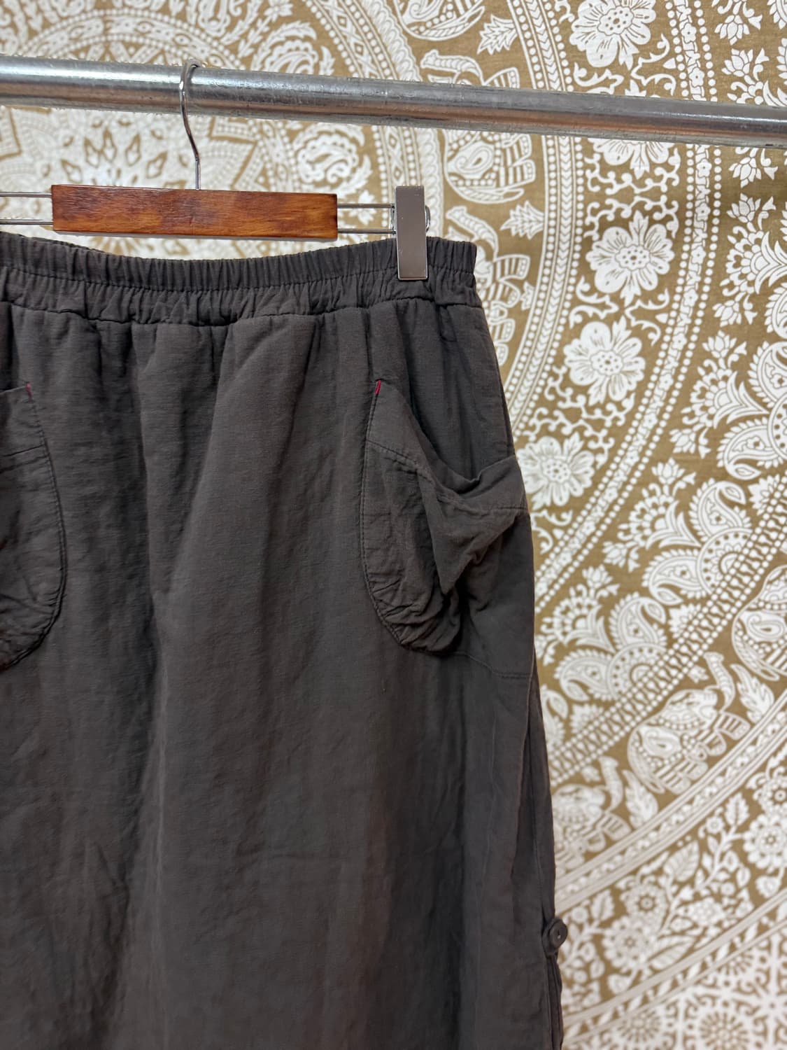 빈티지 여성 밴딩 투포켓 롱 스커트 상품이미지4