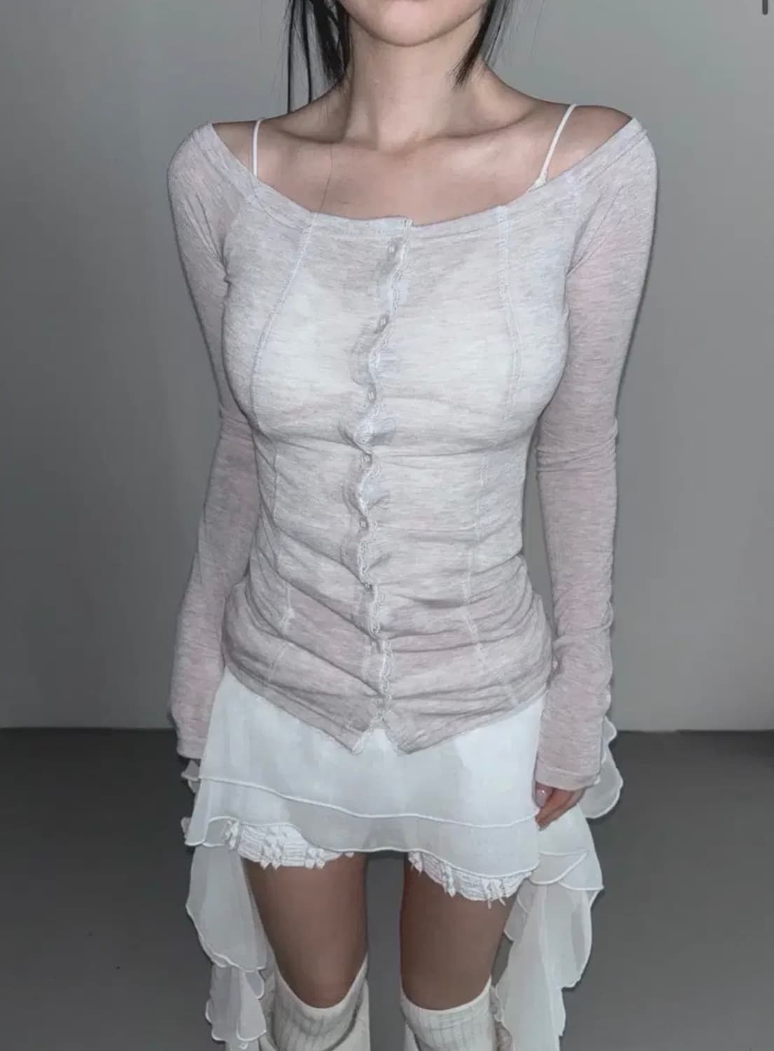 디에어타운 오프숄더 가디건 cardigan long sleeve 상품이미지4