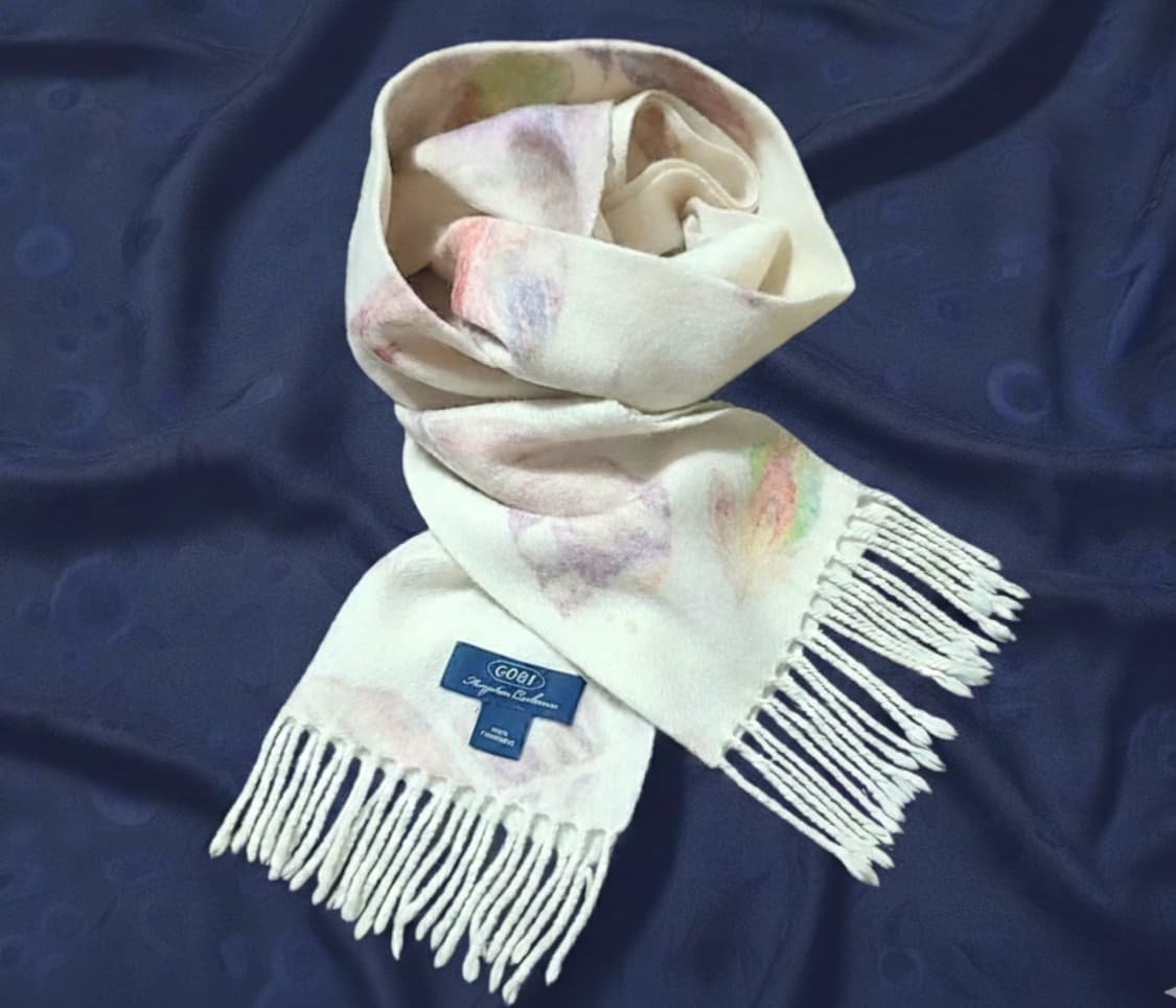 GOBI 몽골리안 캐시미어 파스텔톤 Leaf패턴 머플러 상품이미지1