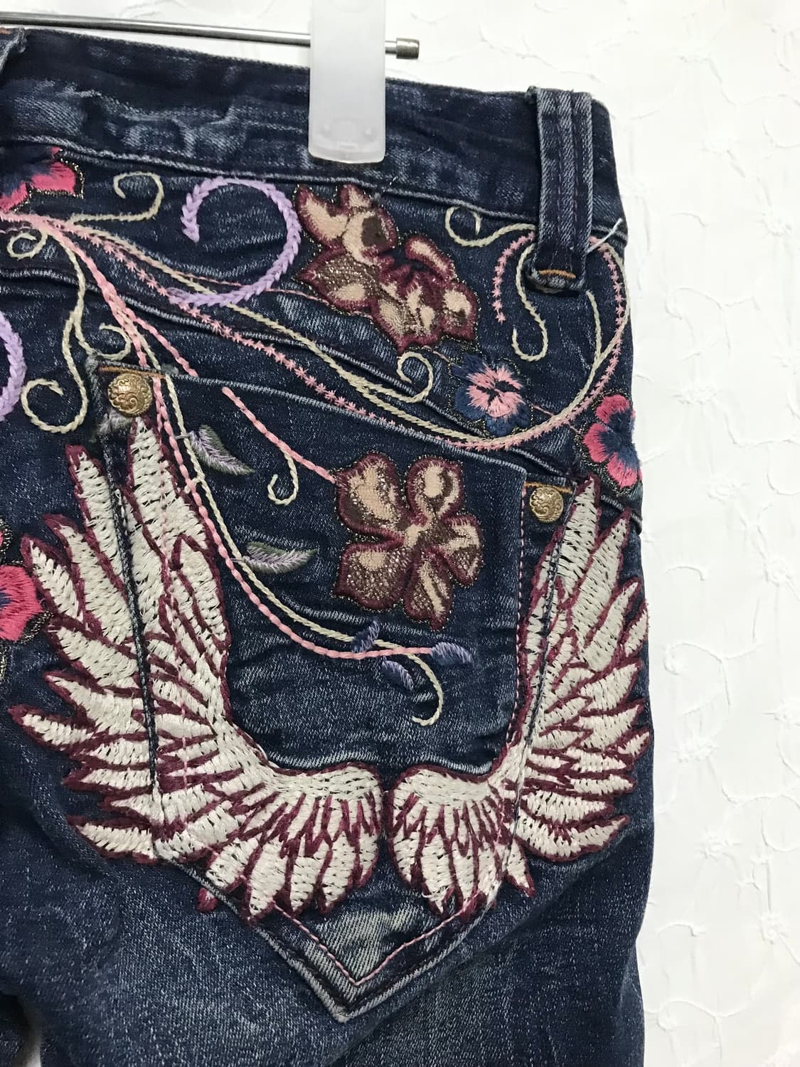 빈티지 레드페퍼 red pepper 오리엔탈 레이스 자수 데님 팬츠 상품이미지6