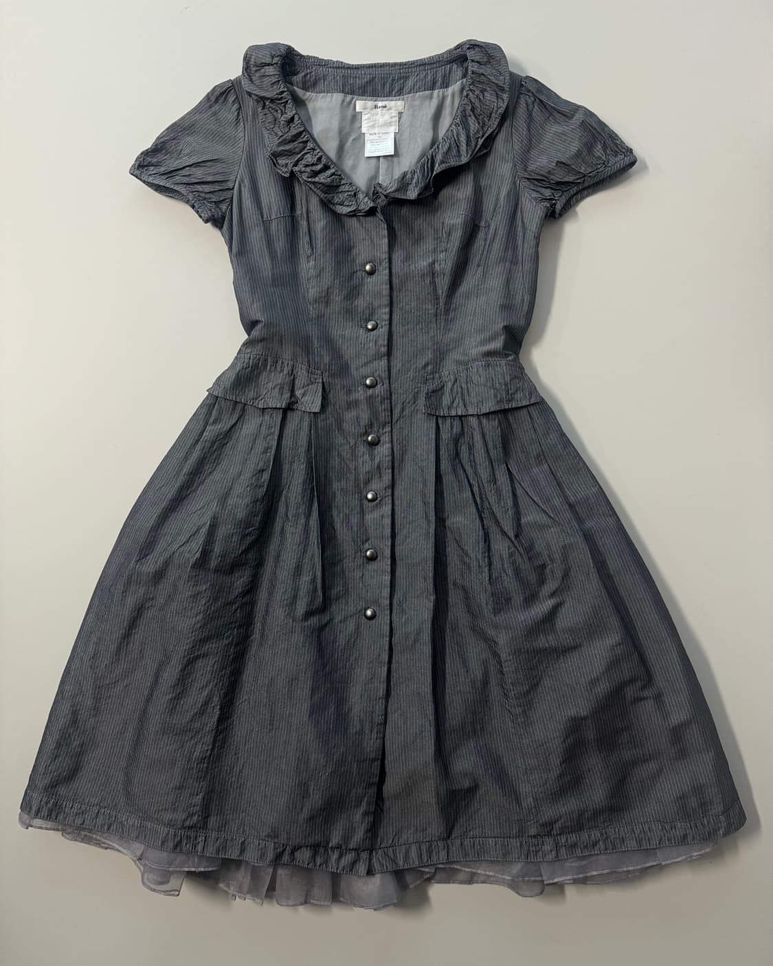 퍼프 슬리브 레이어드 샤 드레스 메쉬 블라우스 2pcs SET 상품이미지5