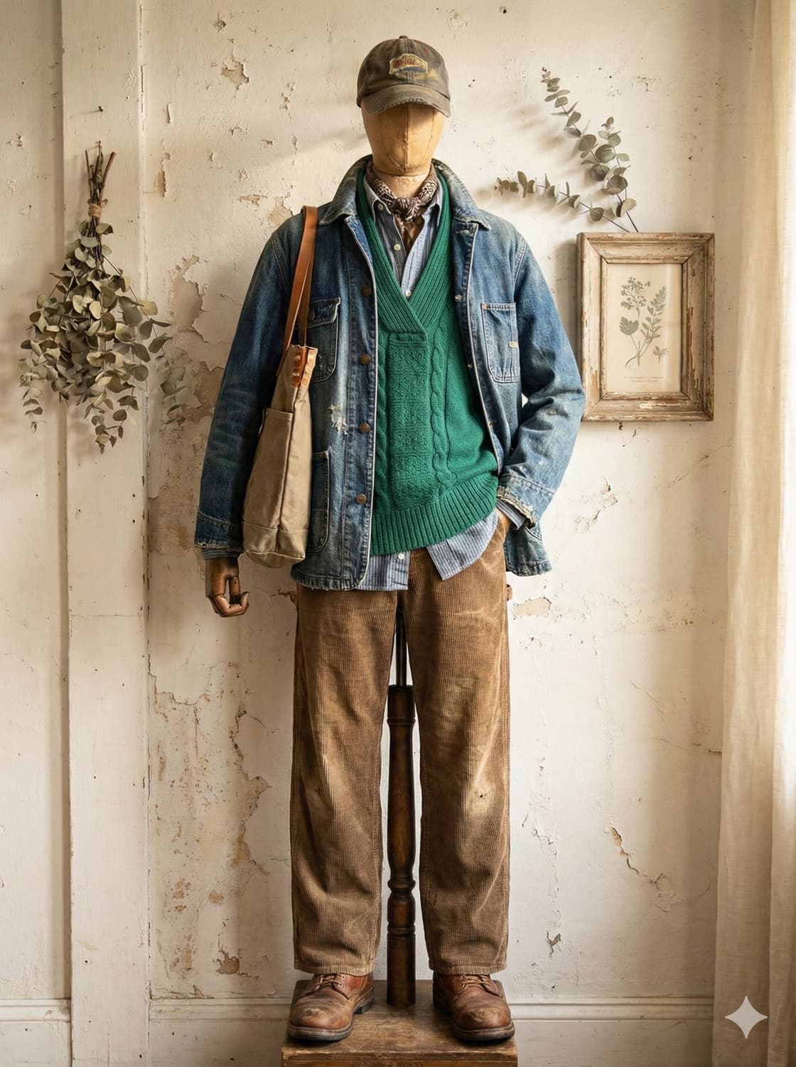  CHAPS 그린 케이블 니트 상품이미지3