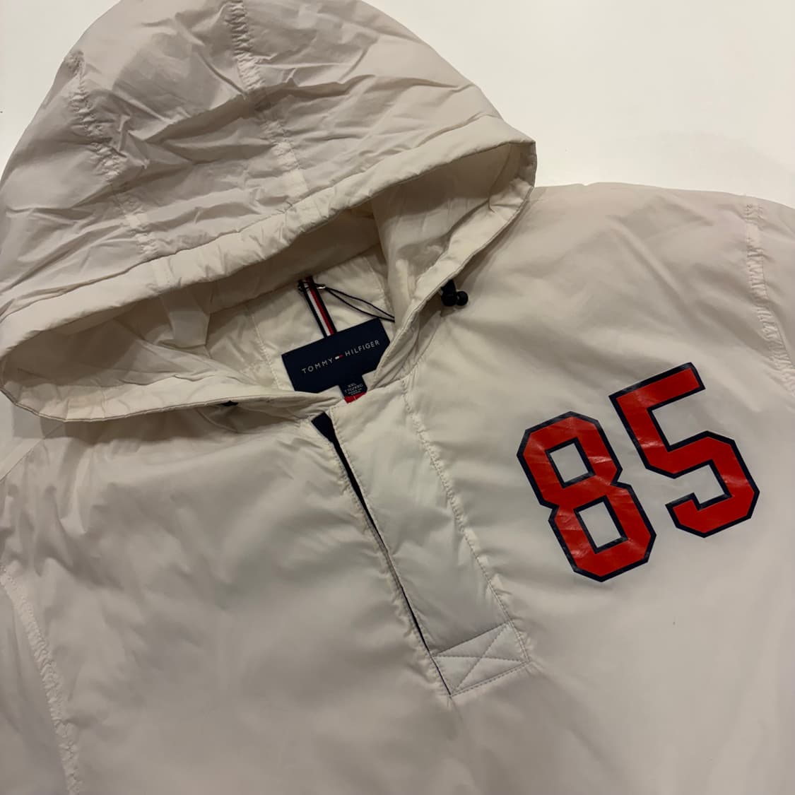 [2XL] 타미힐피거 화이트 빅로고 후드 바람막이 점퍼 B751 상품이미지3