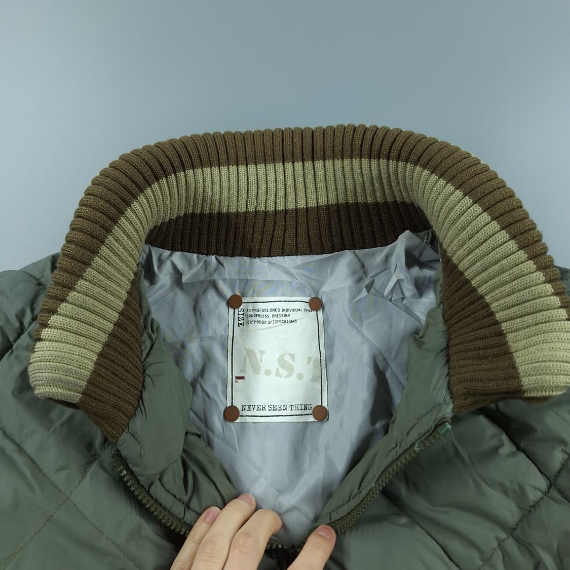 NST NEVER SEEN THING 카키 다이아몬드퀼팅 캐주얼자켓 L 상품이미지7