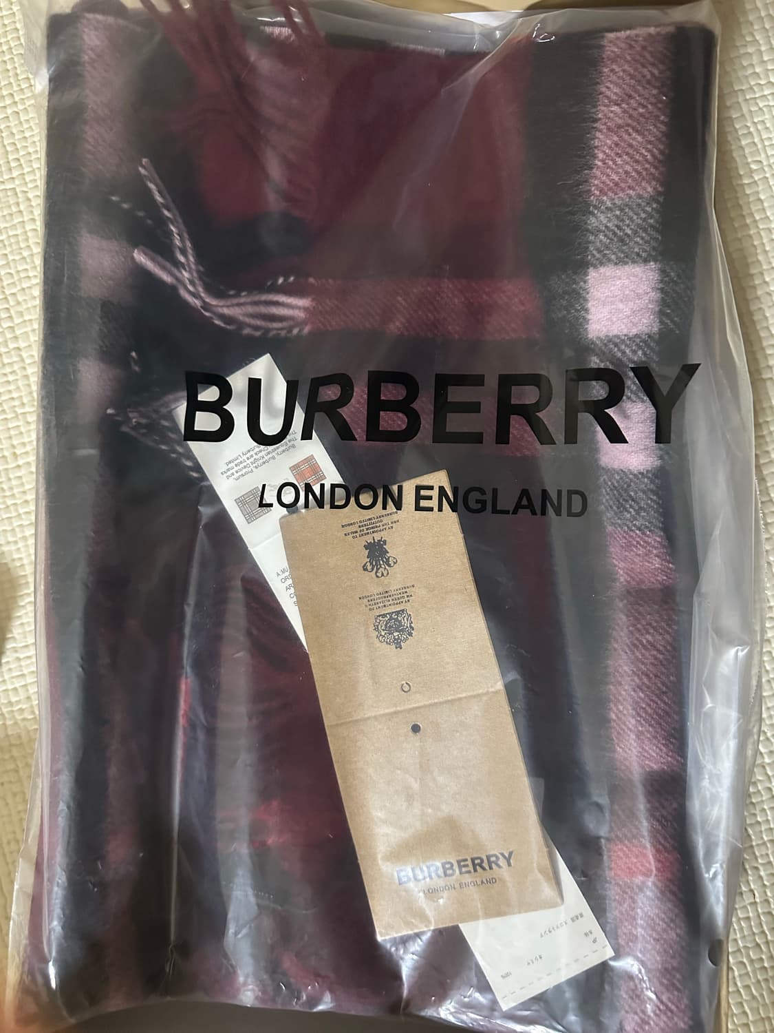 버버리 체크 캐시미어머플러 와인색 남여공용 상품이미지8