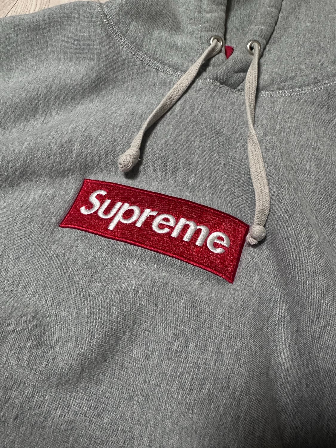 슈프림 박스로고 후드티 그레이 레드 상품이미지2