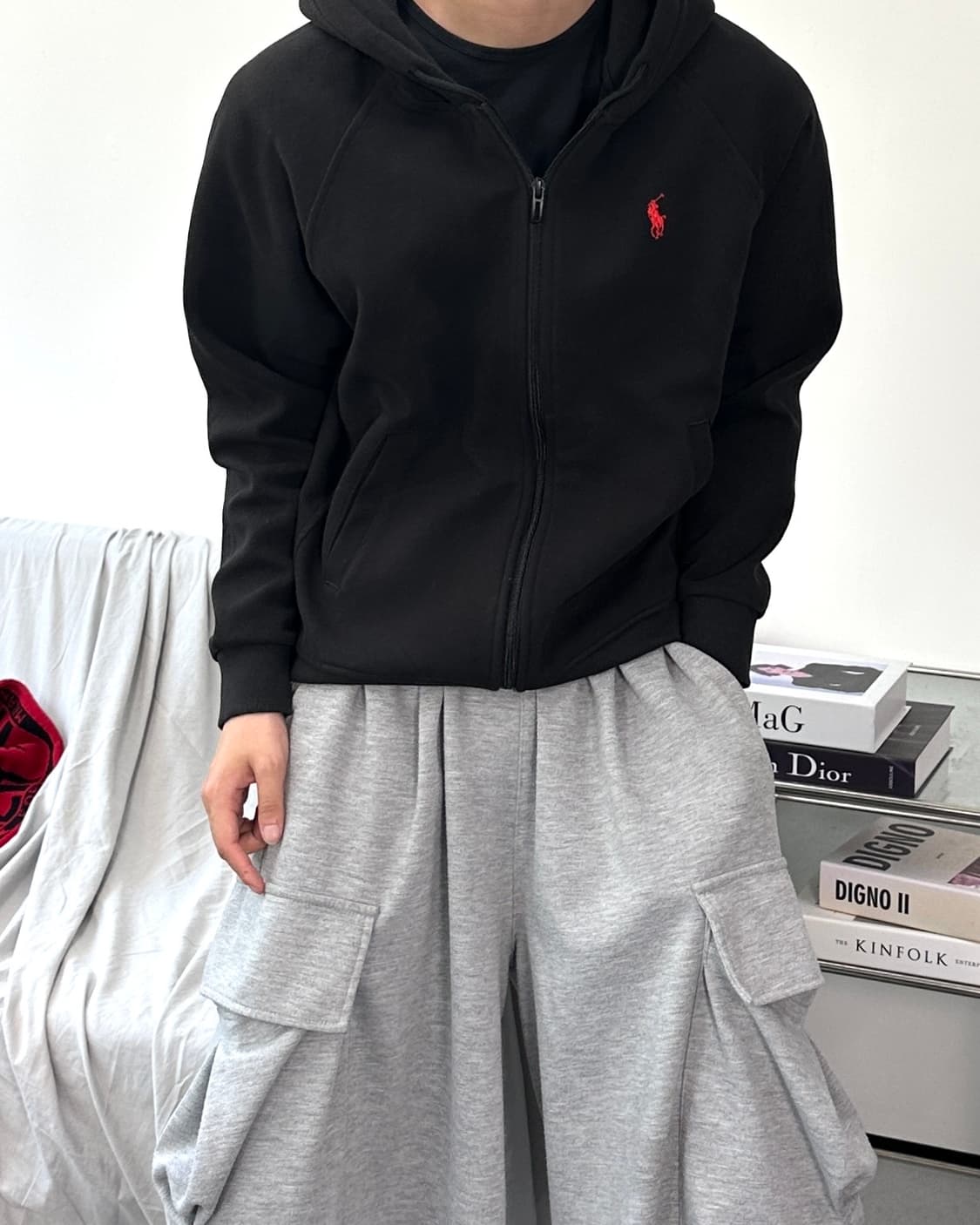 폴로 랄프로렌 니트 블랙 후드집업 M 상품이미지2