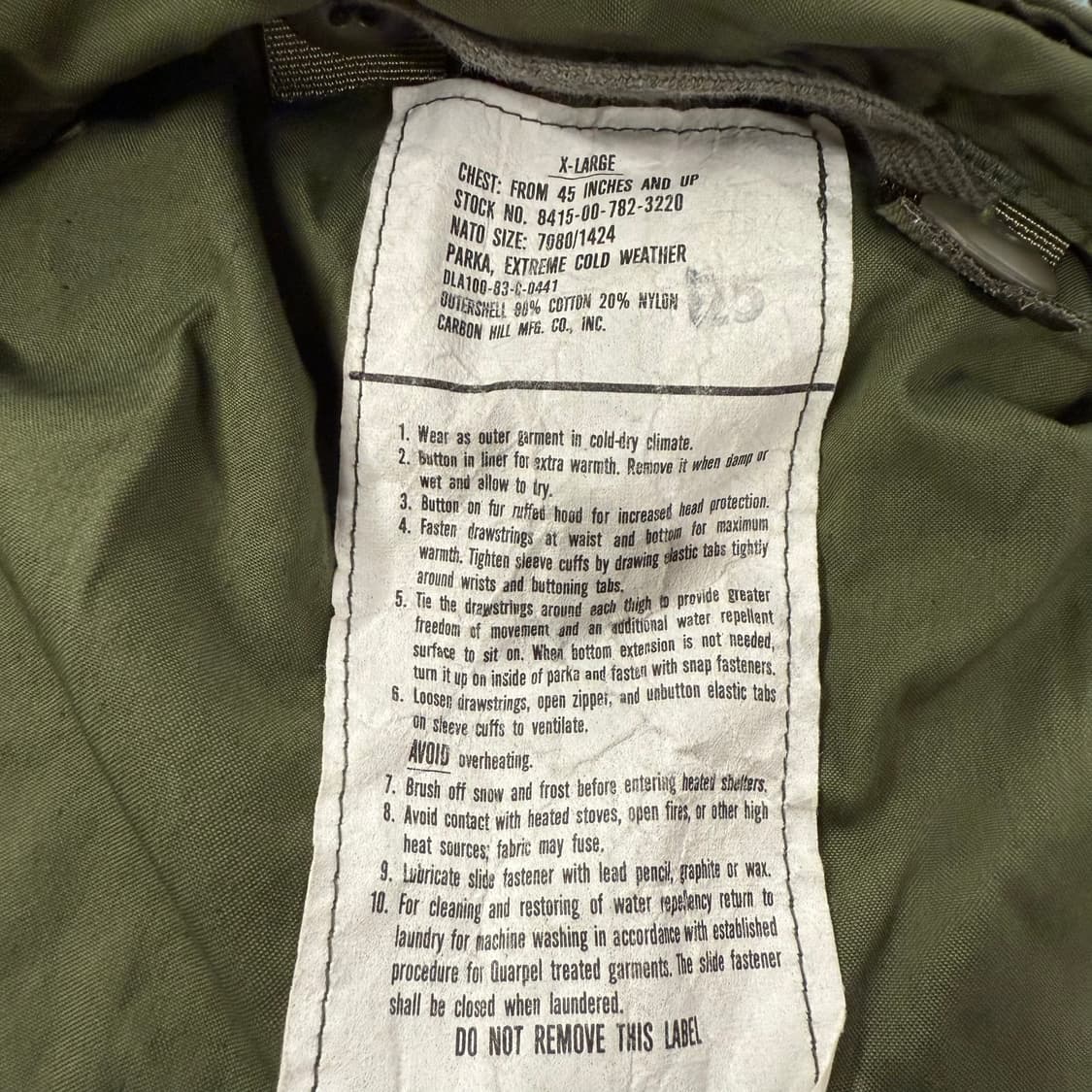 [정품/XL] 밀리터리 야상 점퍼 그린 빈티지 b15 상품이미지5