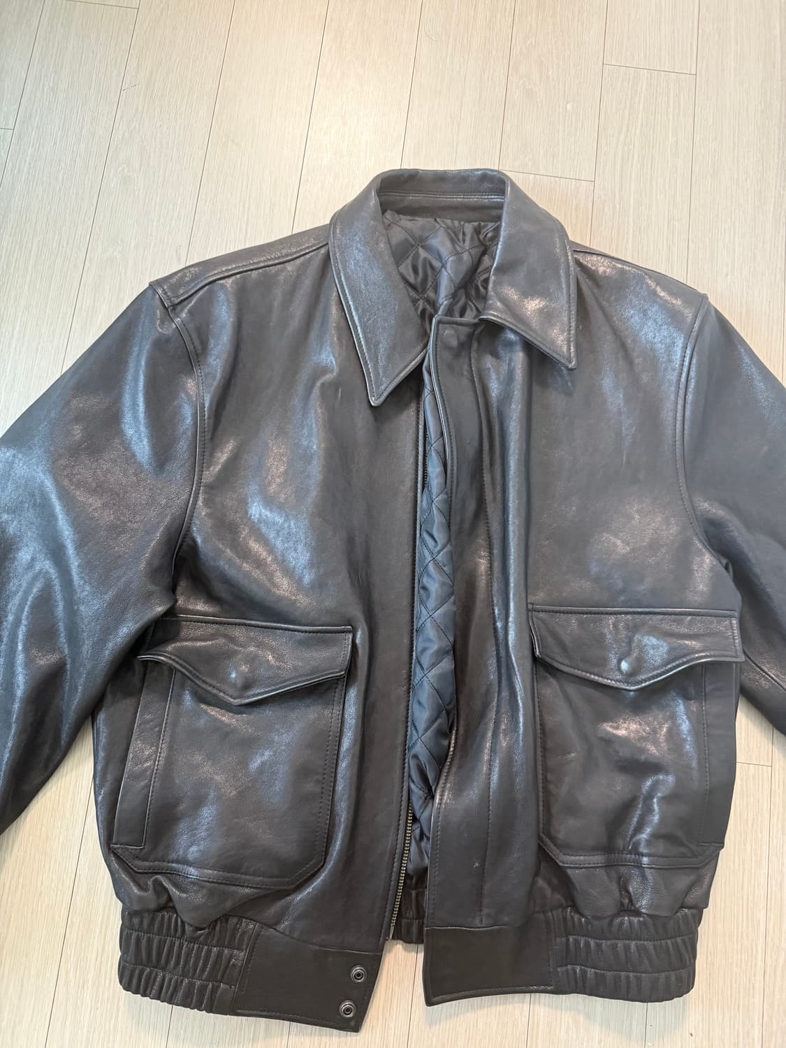 쿠어 베지터블 레더 A-2 자켓 (블랙) L 상품이미지1