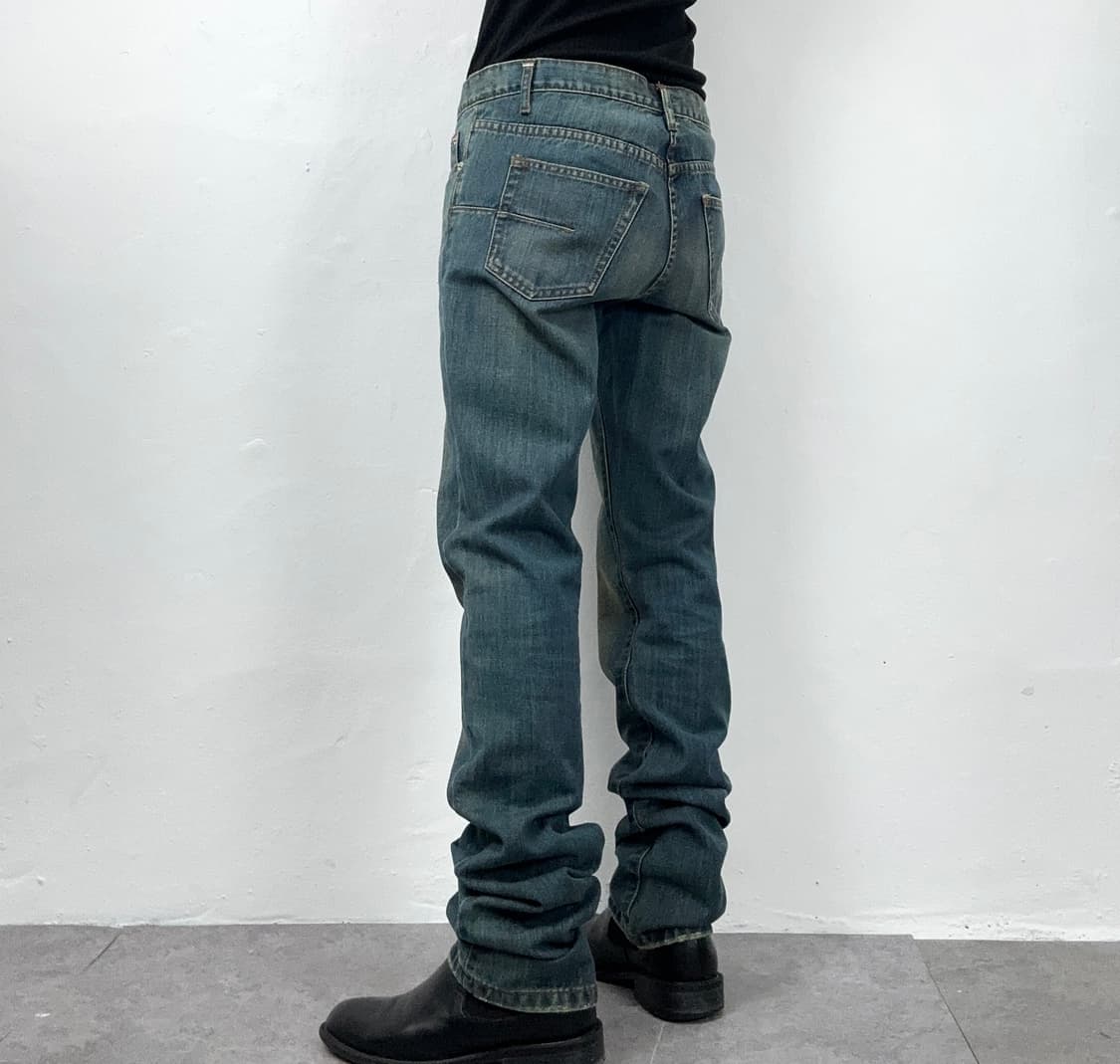 Indigo Wash Distressed Straight Denim 상품이미지4