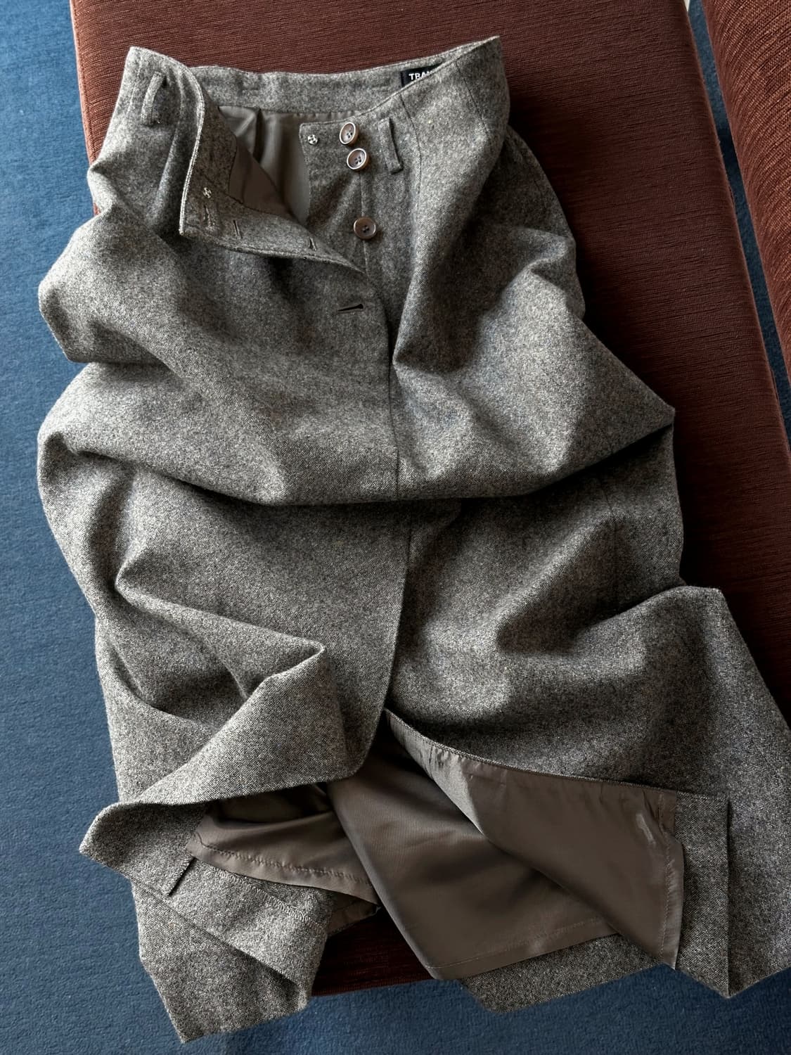 Tweed fabric panel loose skirt 상품이미지1