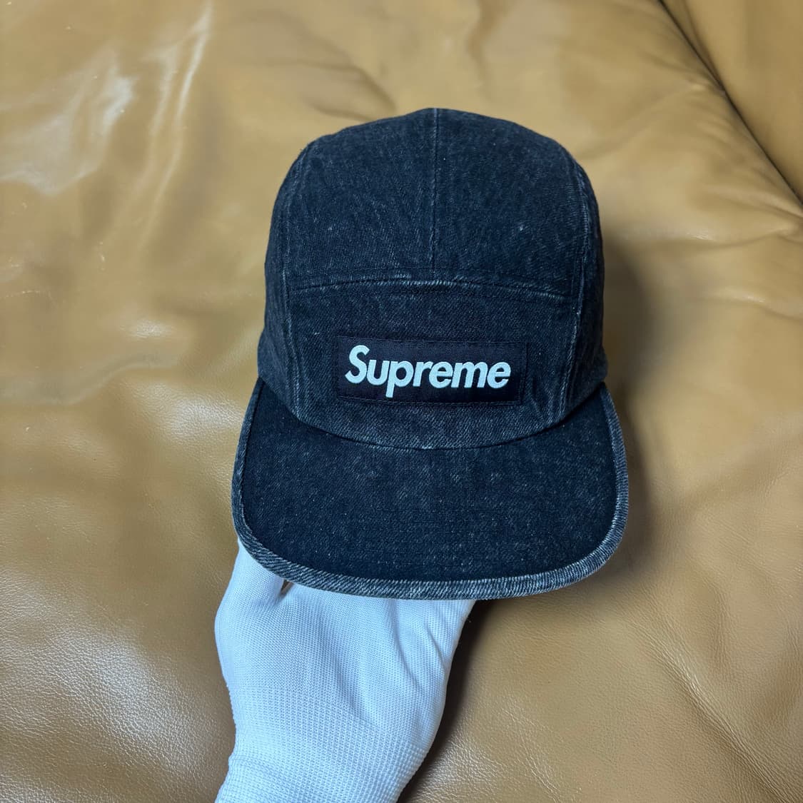 슈프림 캠프캡 모자 박스로고 데님 블랙 상품이미지2