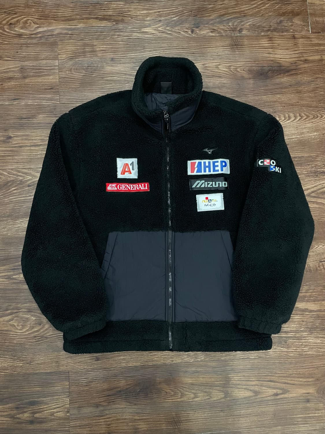 미즈노 MIZUNO 크로 스키 보아 플리스 방풍 패딩 자켓 블랙 상품이미지3