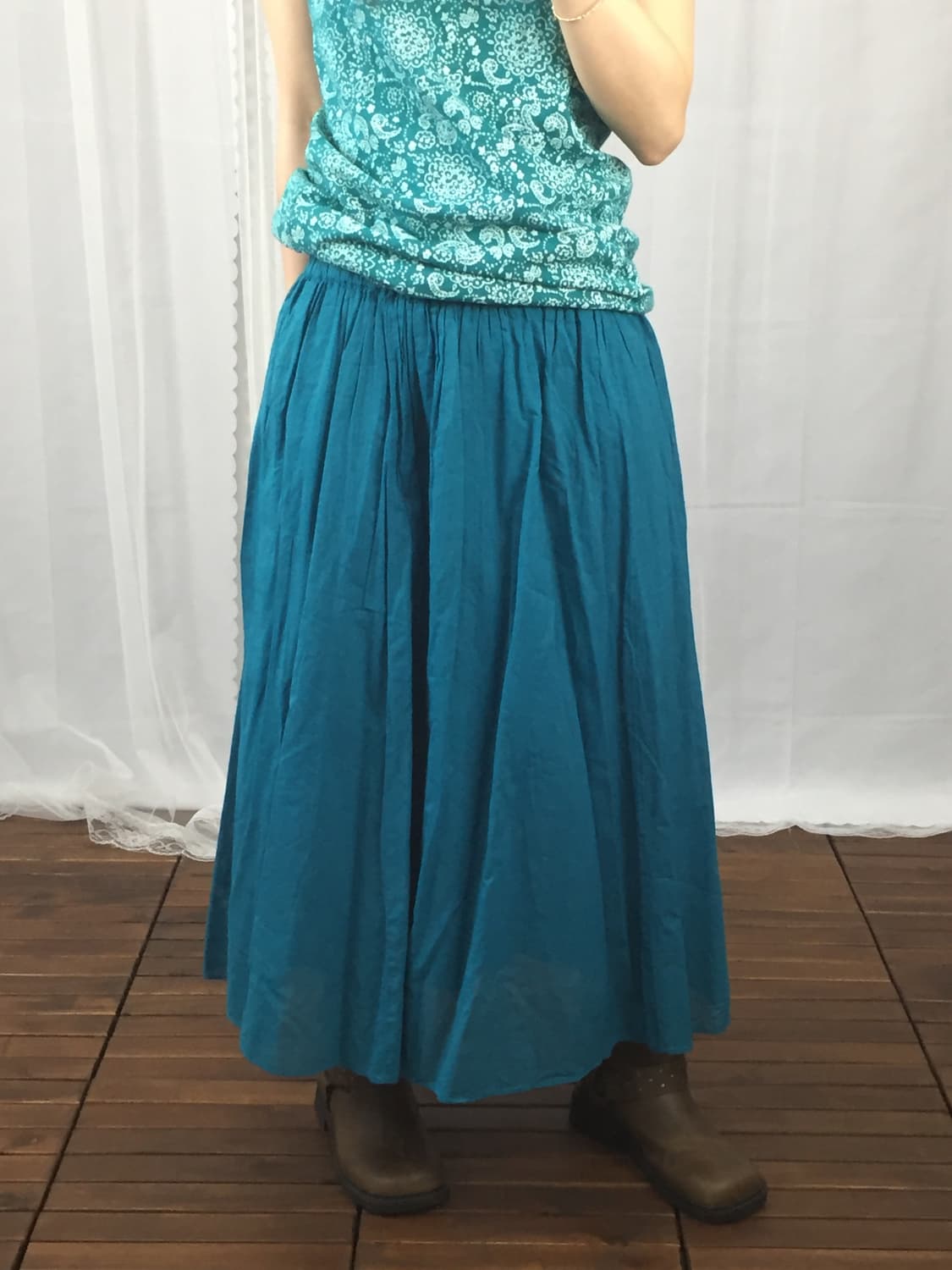 KUMIKYOKU Mori Girl Blue Skirt 상품이미지1