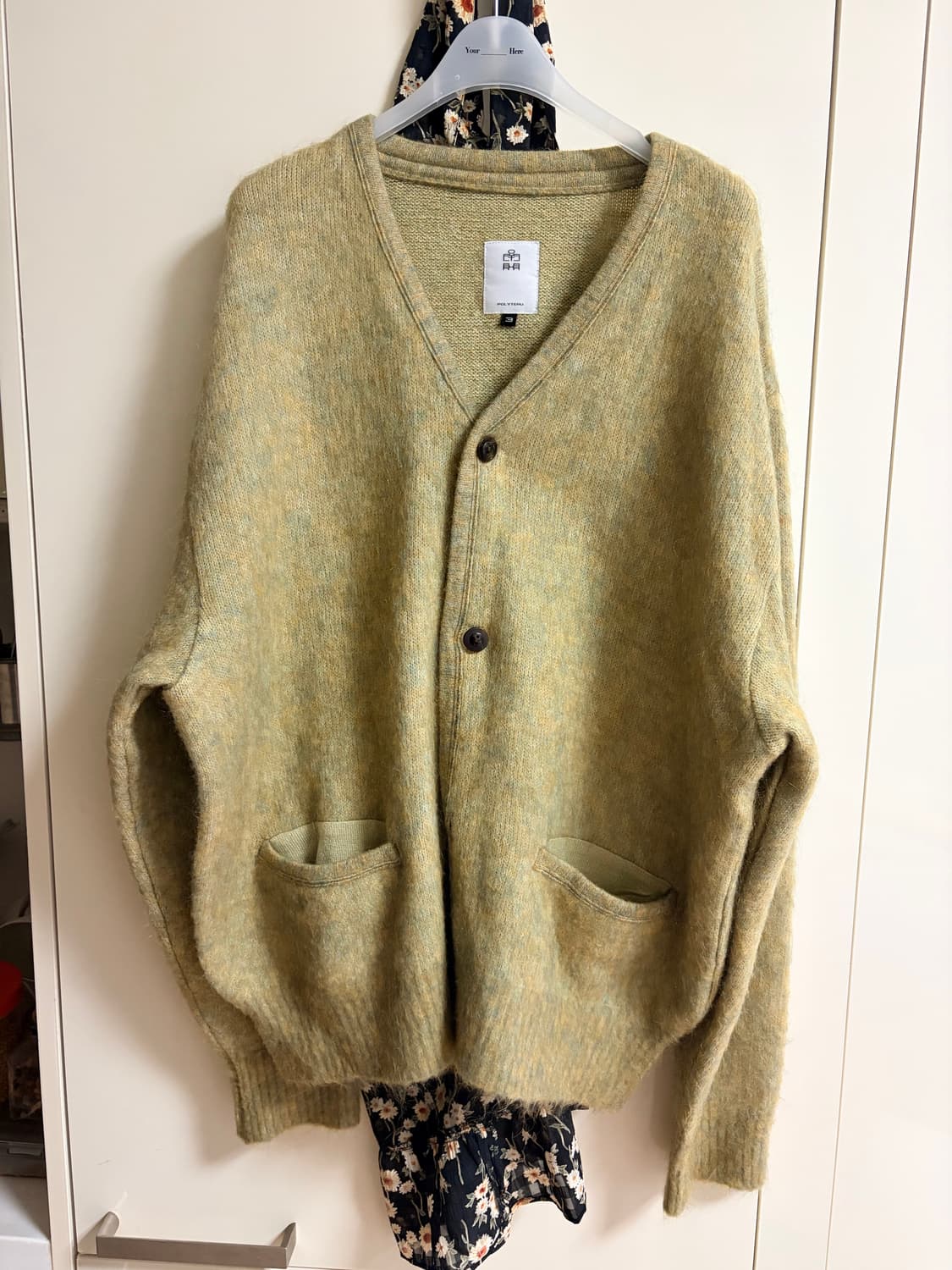 폴리테루 모헤어가디건 옐로우그린 3 상품이미지1