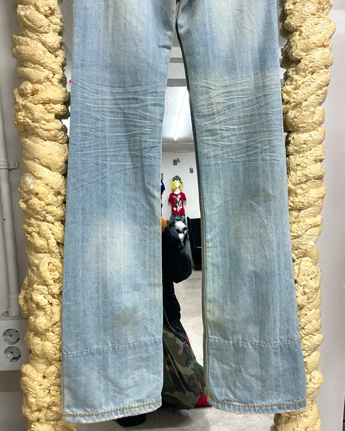 Gold stitch light blue denim pants  상품이미지9