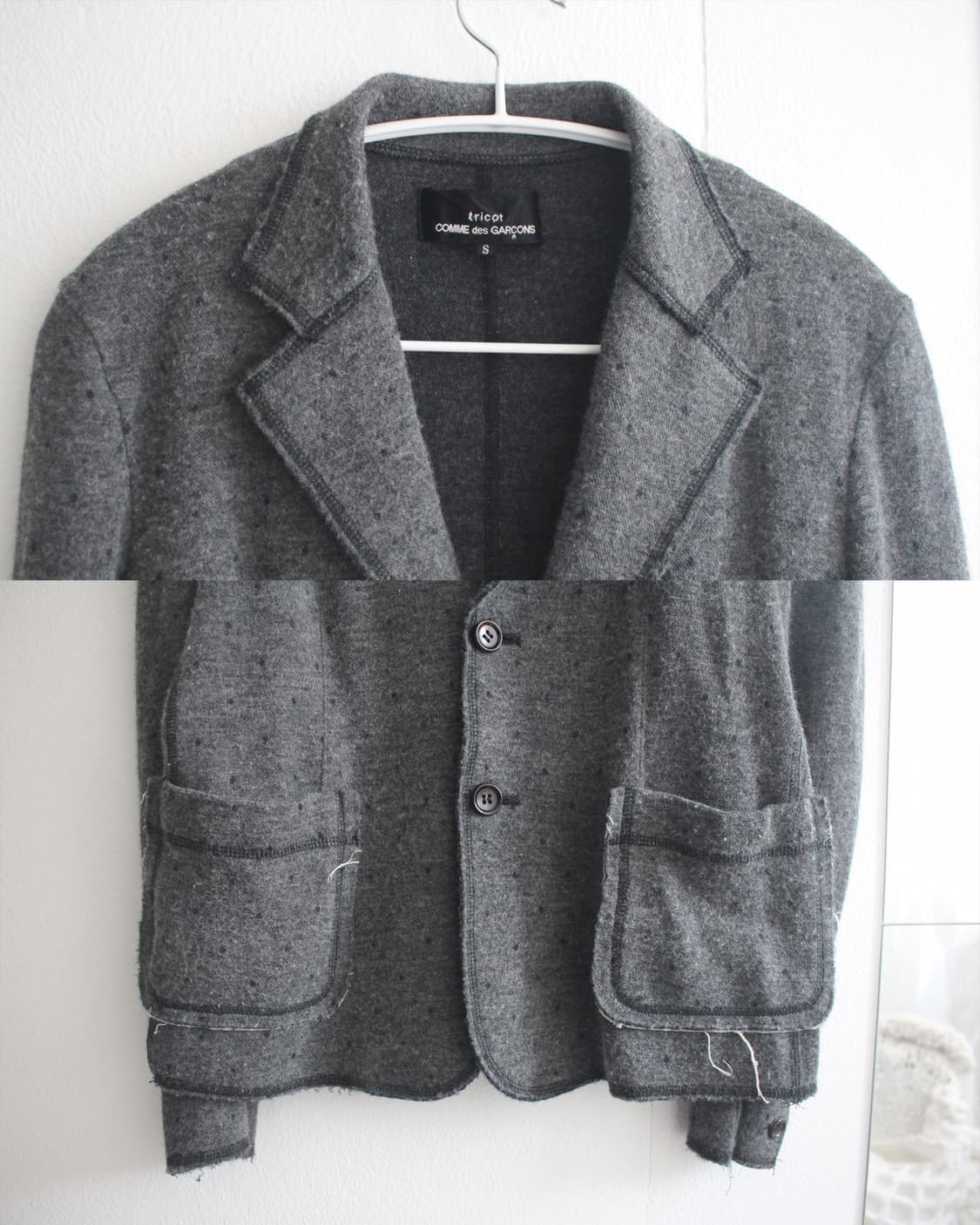 polka dot rough cut wool jacket   상품이미지4