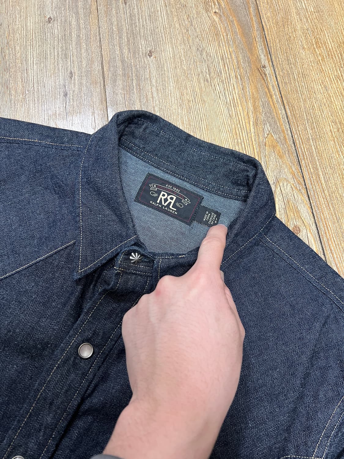 택포25) RRL 더블알엘 데님 웨스턴 셔츠 린스드 원워시 L 상품이미지2