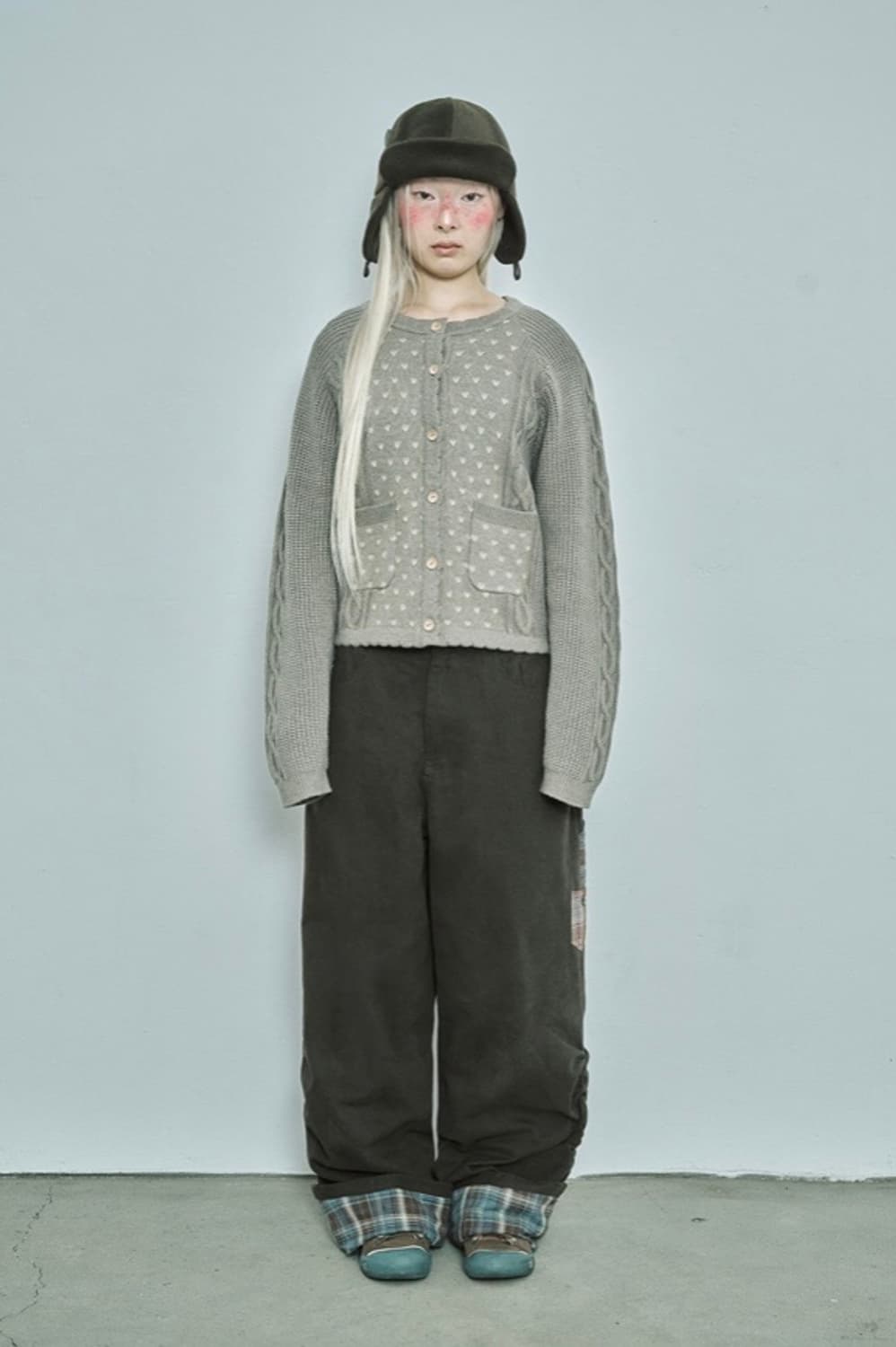 허그유어스킨 체크 롤업 코튼 팬츠 브라운 상품이미지1