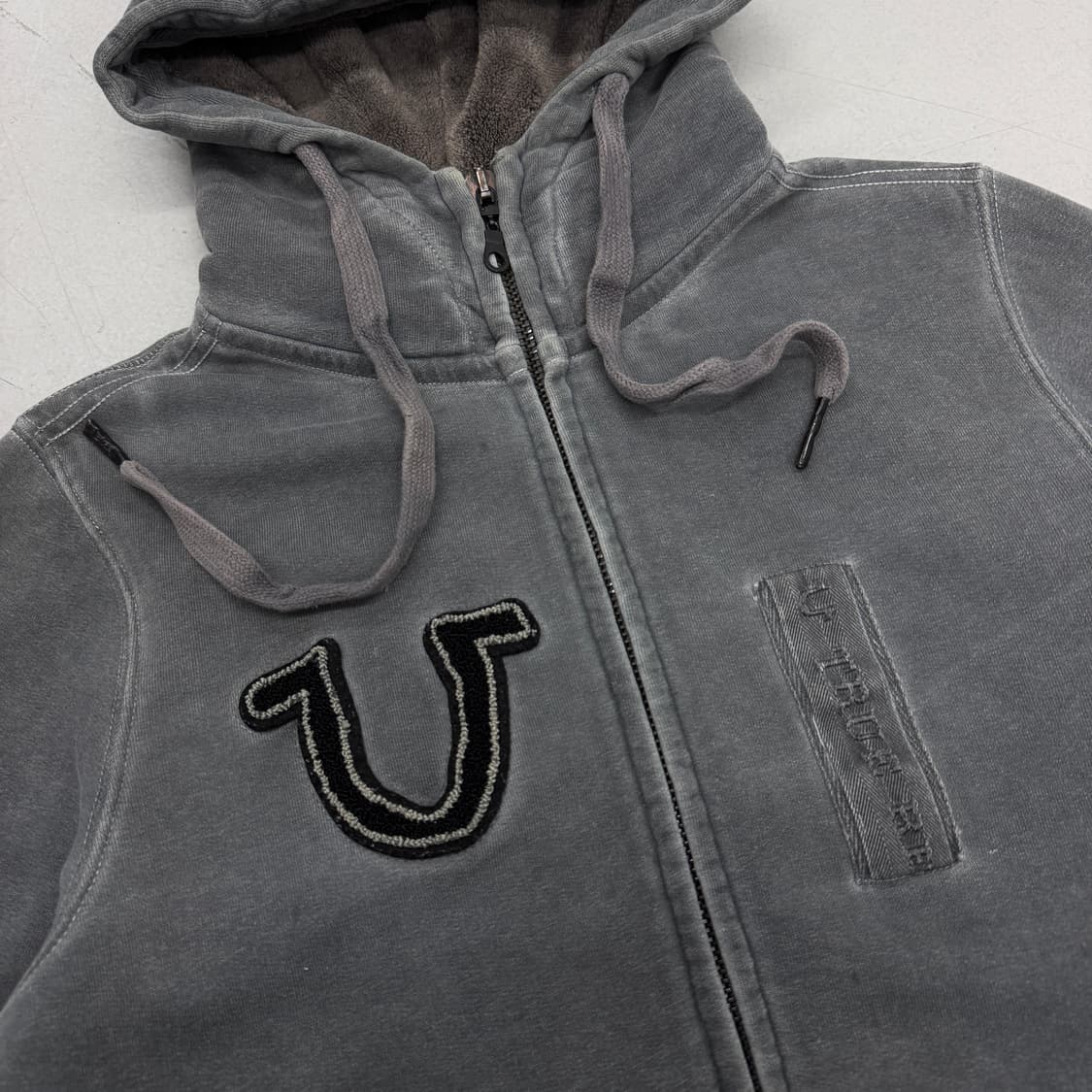 트루릴리전 Y2K 스톤워싱 성조기 빅로고 후드집업 상품이미지4