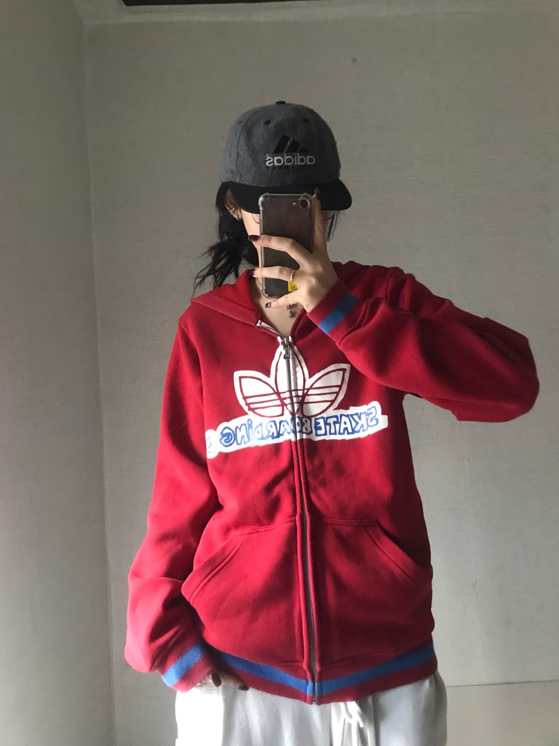 아디다스 레드 스케이트보딩 후드집업 상품이미지2