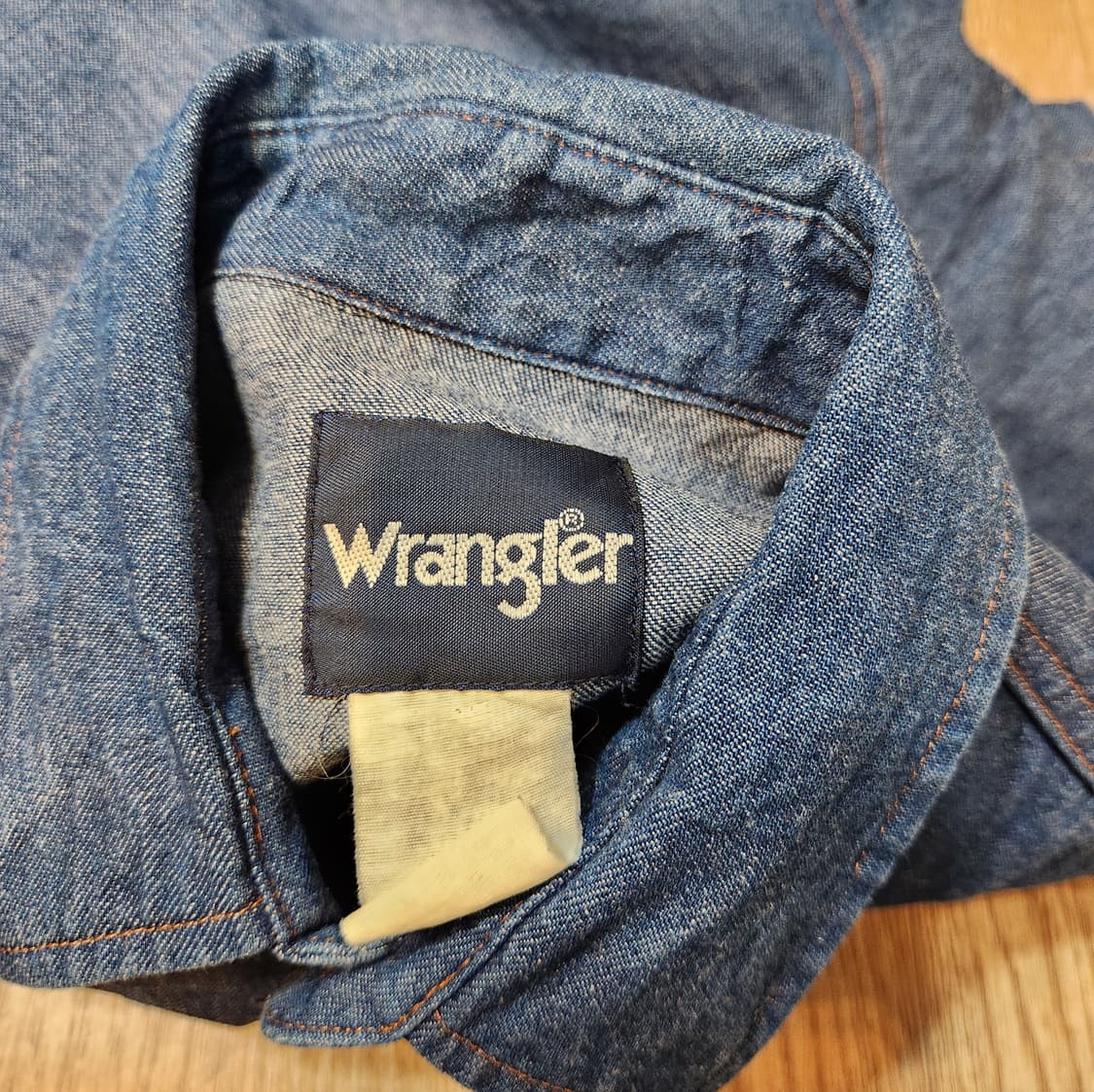 80-90s 랭글러 데님 카라 빈티지 반팔 셔츠 상품이미지10