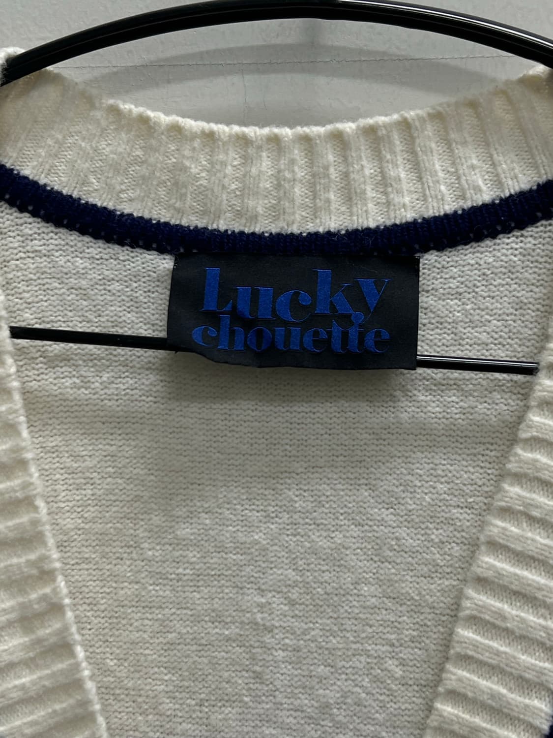 (F) 럭키슈에뜨 가디건 아이보리/네이비 상품이미지4