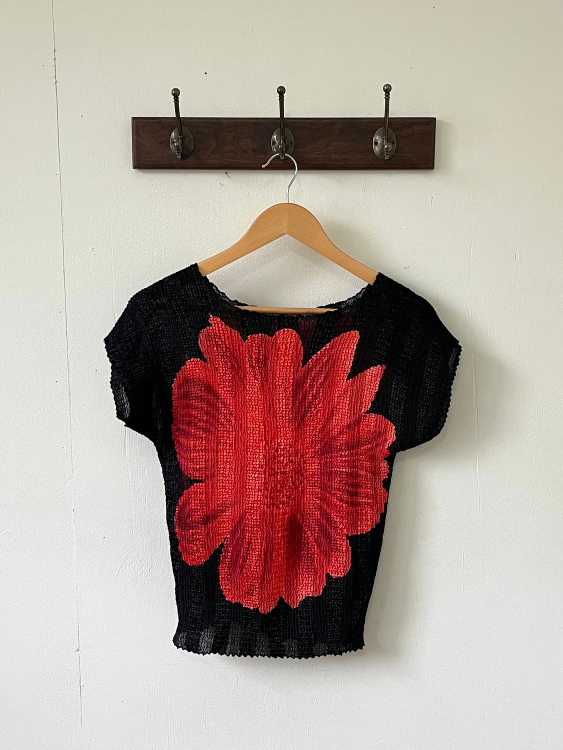 Japan vtg 플라워 플리츠 탑 상품이미지1