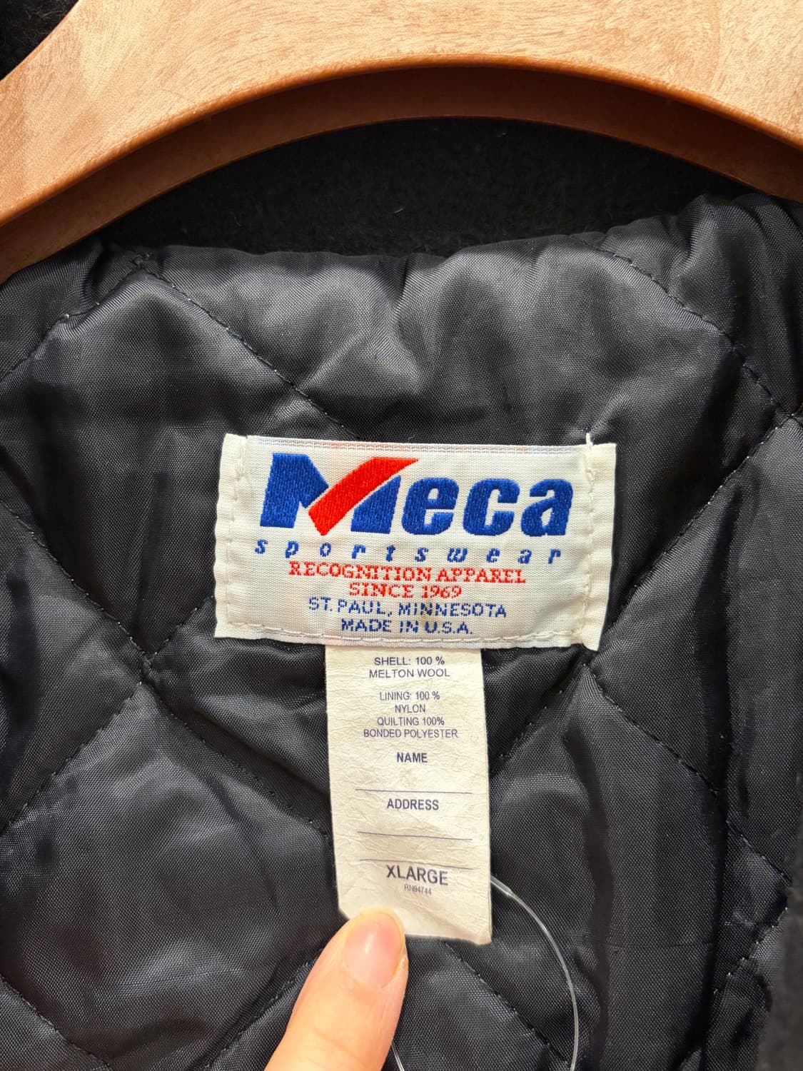 90s Meca 빈티지 멜톤 울 리얼레더 바시티 자켓 (USA) 상품이미지10