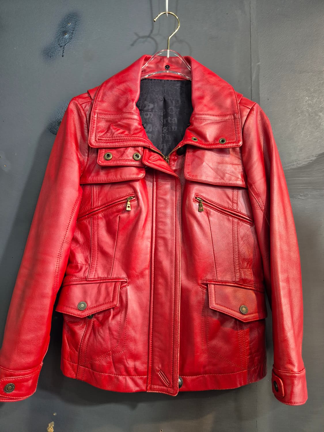 A6 빨간색 가죽 자켓 55 66 상품이미지1