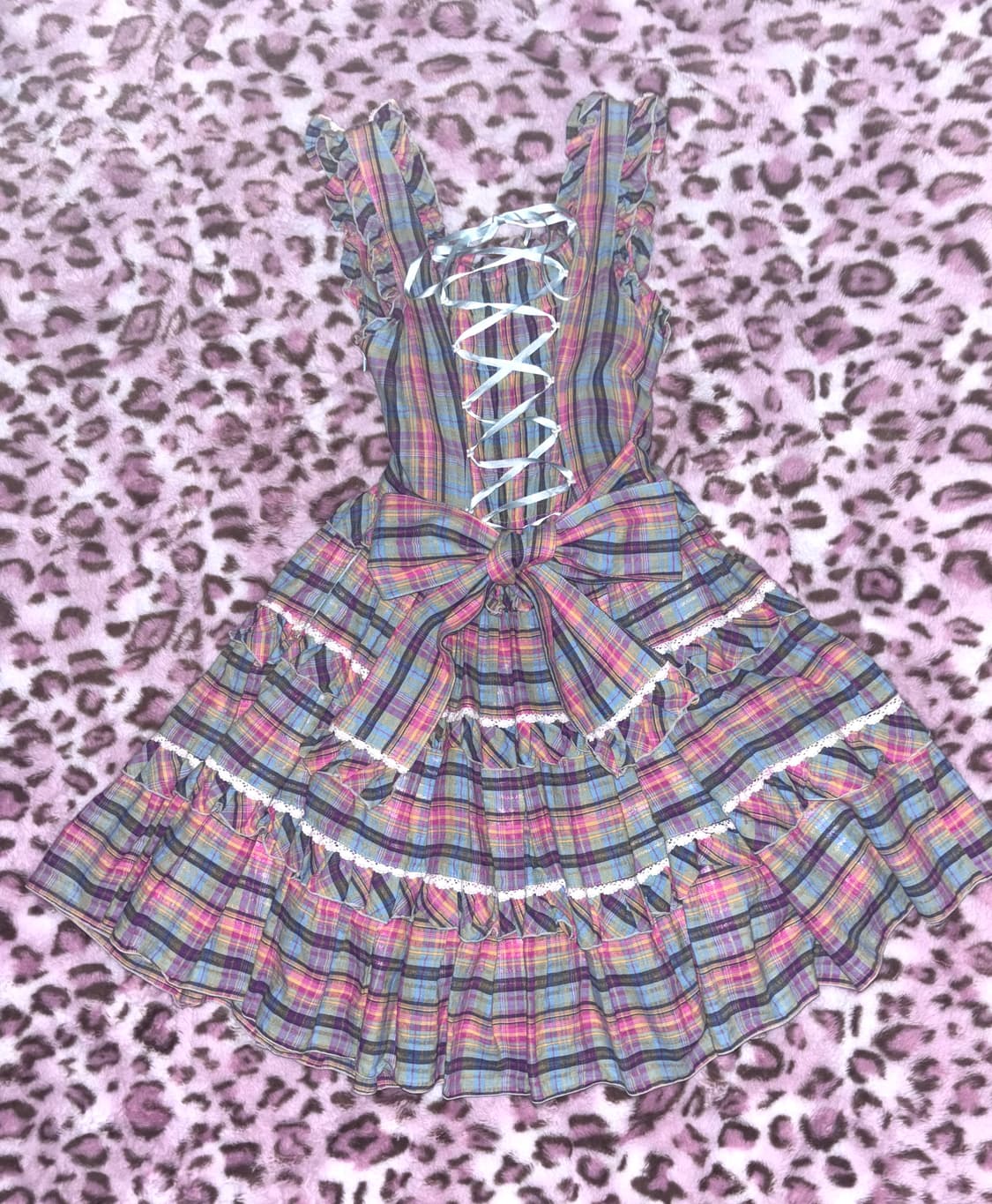 바디라인 체크 로리타 점스카 민트핑크 캔디 스윗 상품이미지2