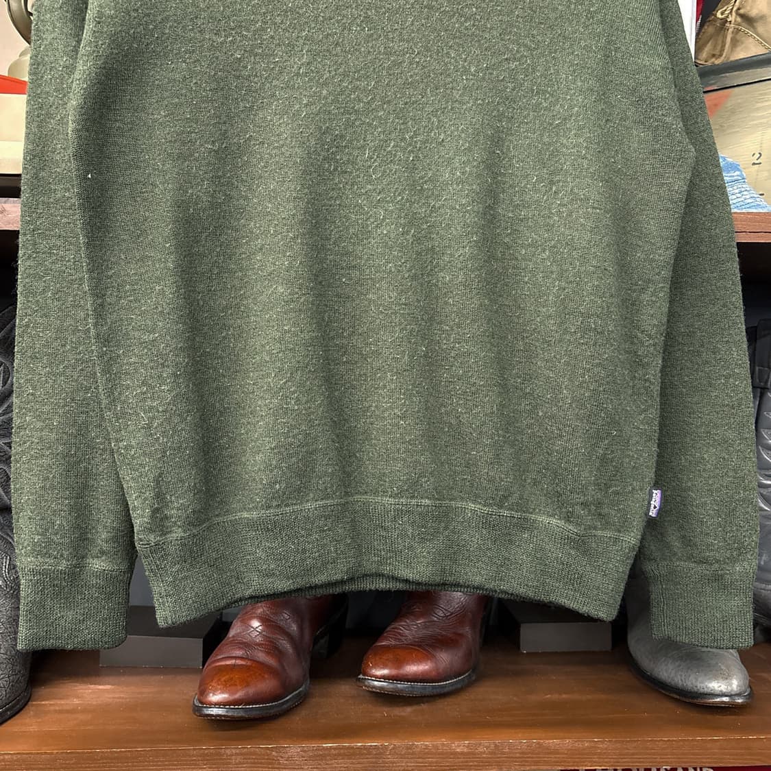 파타고니아 메리노울 코만도 니트 플리스 스웻셔츠 올리브 N885 상품이미지4