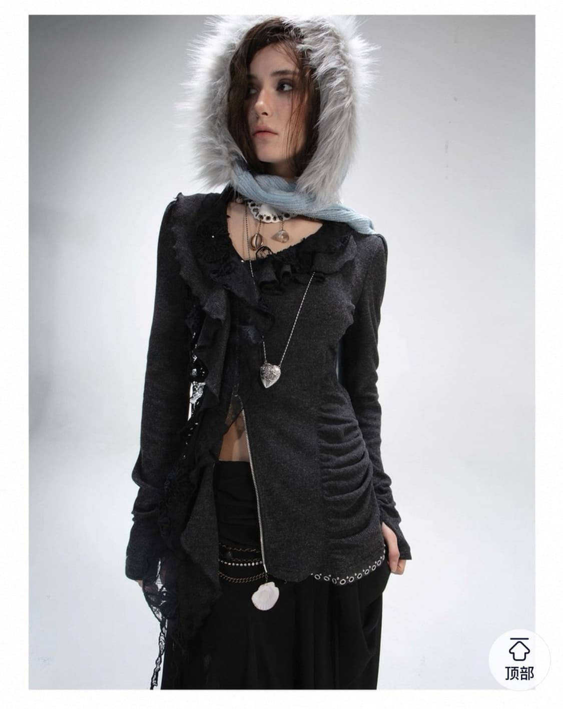 Double Punch 언발란스 프릴 빈티지 가디건 집업 상품이미지3