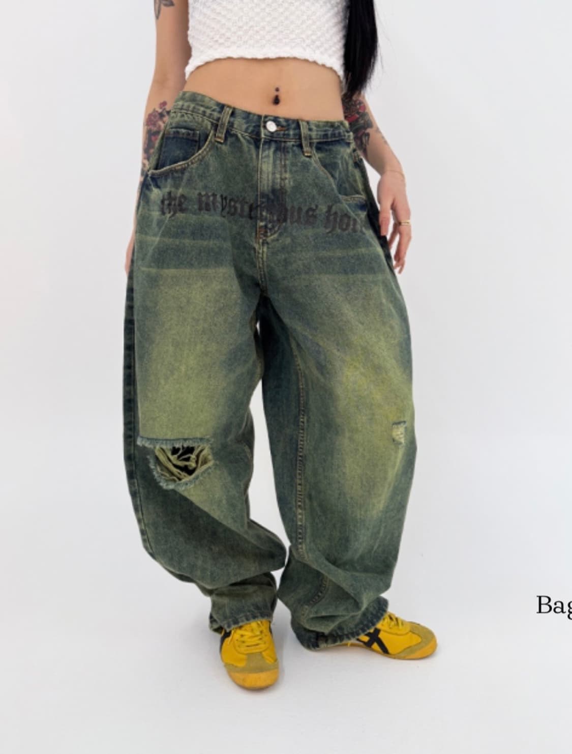 더미스테리어스호텔 옐로 워싱 진 1사이즈 상품이미지3